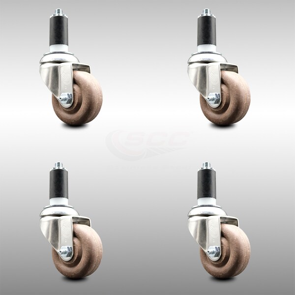 Service Caster 3.5 Inch 316SS High Temp Glass Filled Nylon 1-3/8 Inch Expanding Stem Caster Set SCC-SS316EX20S3514-GFNSHT-138-4 - main